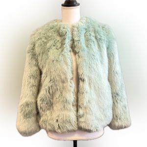Zara TRF Faux Fur Jacket S Green Crop Fuzzy